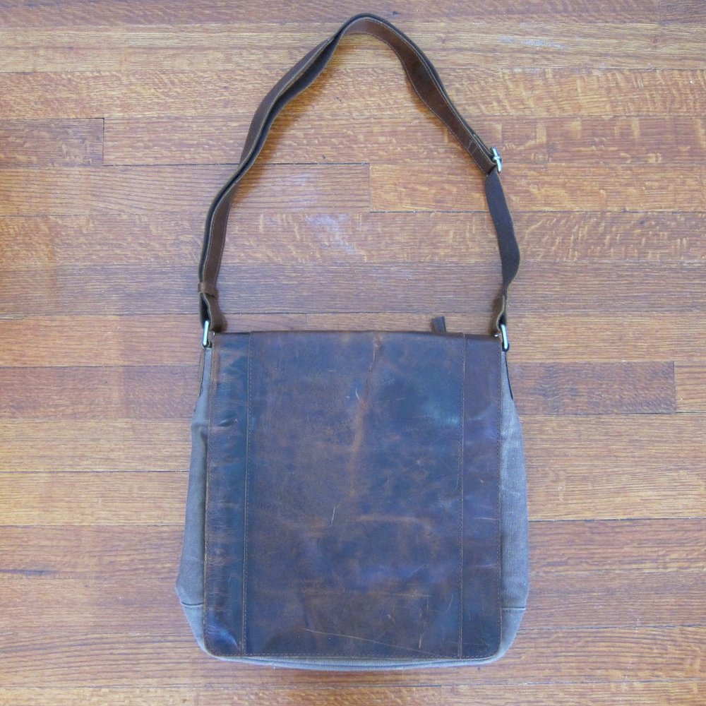 Leather and Canvas Messenger Bag